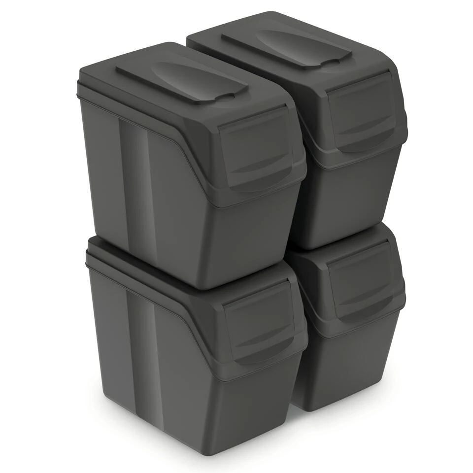 Prosperplast Afvalscheidingsbak - 4 St - Grijs - Kunststof - 20 L 4 Prosperplast Afvalscheidingsbak - 4 St - Grijs - Kunststof - 20 L - Afbeelding 2