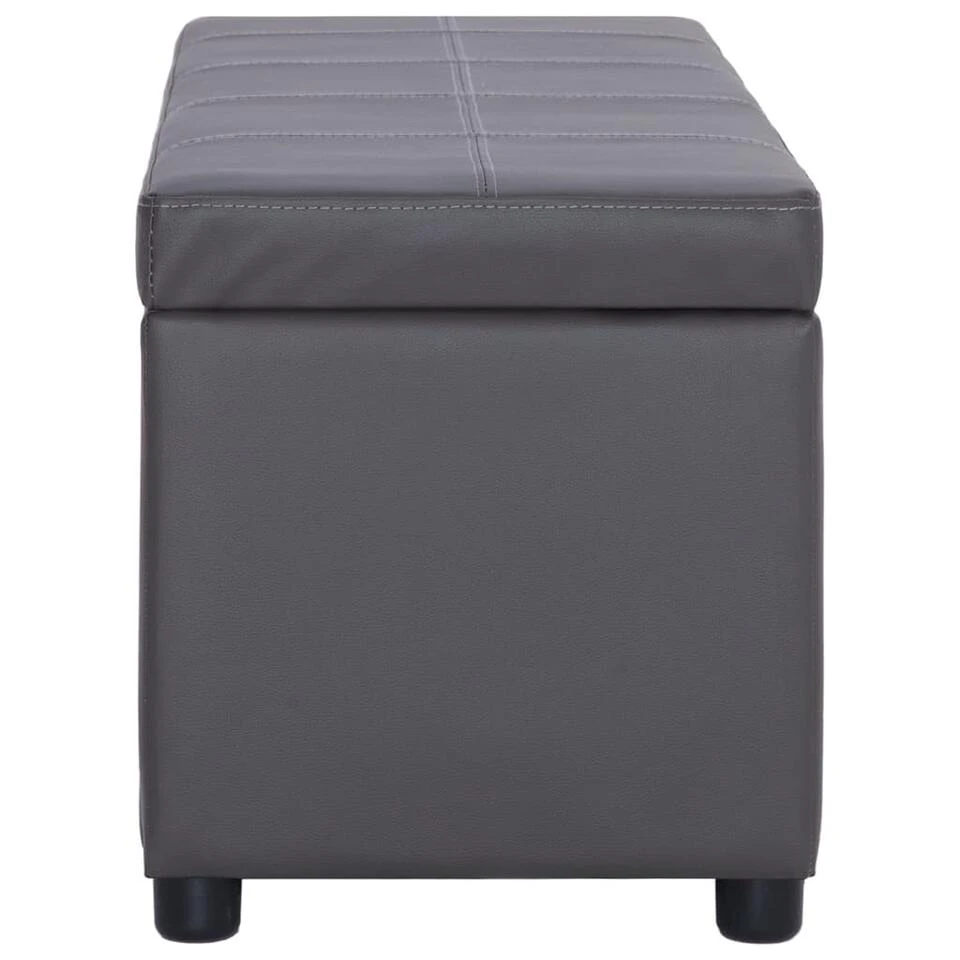VidaXL Bankje Met Opbergvak 116 Cm Kunstleer Grijs 4 VidaXL Bankje Met Opbergvak 116 Cm Kunstleer Grijs - Afbeelding 2