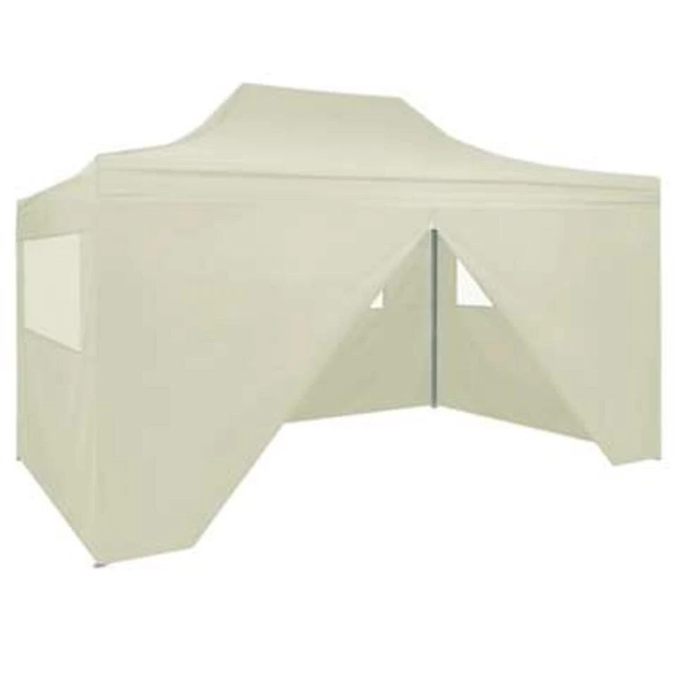 VidaXL Partytent Met 4 Zijwanden Inklapbaar 3x4 M Staal Crème 3 VidaXL Partytent Met 4 Zijwanden Inklapbaar 3x4 M Staal Crème