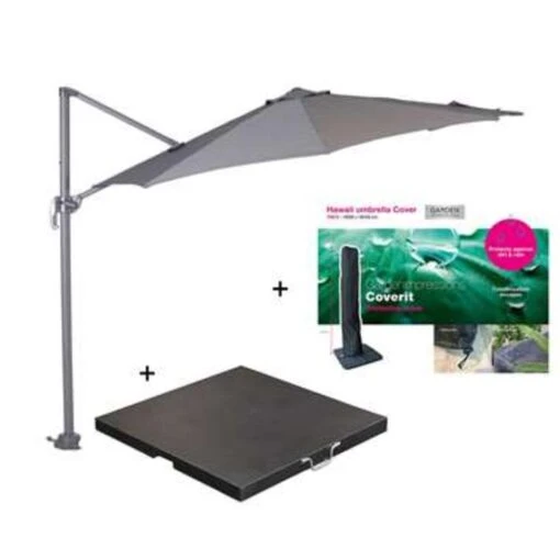 Garden Impressions Zweefparasol S Ø300 - D. Grijs Met Voet En Hoes