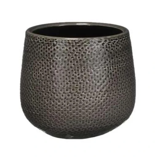 Mica Decorations Plantenpot - Brons - Geribbeld - 12 X 14 Cm