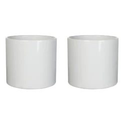 Mica Decorations Bloempot - Wit - Glans - Keramiek - 19 X 17 Cm -Huishoudelijke Goederen Winkel 1000005278 0104