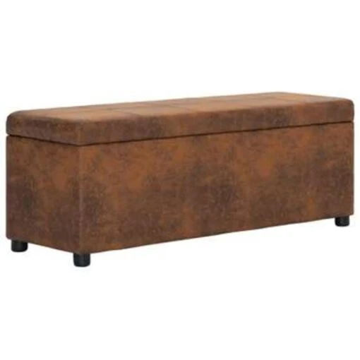 VidaXL Bankje Met Opbergvak 116 Cm Kunstsuède Bruin