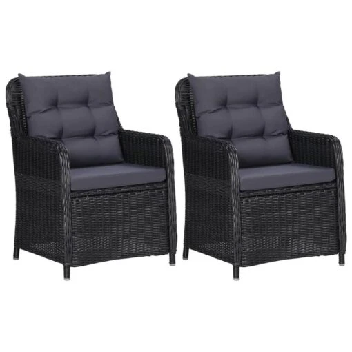 VidaXL Tuinstoelen 2 St Met Kussens Poly Rattan Zwart