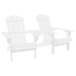 VidaXL Tuinstoelen Adirondack Met Tafeltje Massief Vurenhout Wit