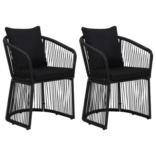 VidaXL Tuinstoelen 2 St Met Kussens PVC-rattan Zwart