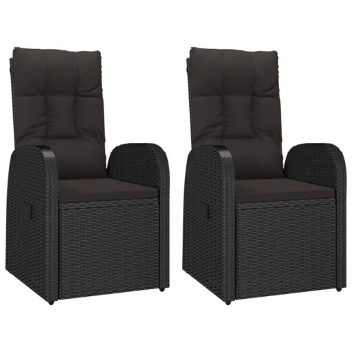 VidaXL Tuinstoelen 2 St Verstelbaar Met Kussens Poly Rattan Zwart Overig