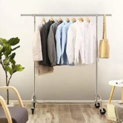 O'DADDY® Kledingrek Op 4 Grote Wielen - Tot 130 Kg Stabiel - RVS -Huishoudelijke Goederen Winkel 1000012476 0102