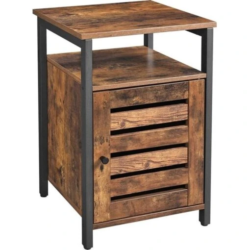 O'DADDY® Nachtkastjes Industrieel - Bijzettafels - 40x40x60 - Bruin