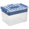 Q-line Opbergbox Met Inzet 22L Transparant Blauw -Huishoudelijke Goederen Winkel 1000014111