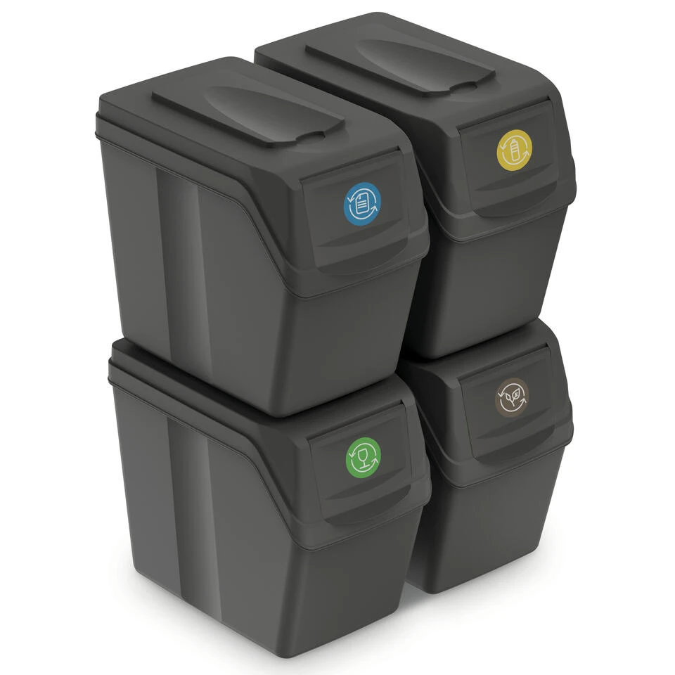 Prosperplast Afvalscheidingsbak - 4 St - Grijs - Kunststof - 20 L 3 Prosperplast Afvalscheidingsbak - 4 St - Grijs - Kunststof - 20 L