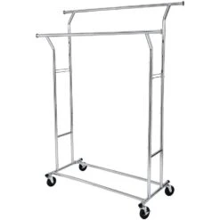 O’DADDY® Kledingrek Dubbel - 4 Wielen - Tot 110kg - Garderoberek - RVS -Huishoudelijke Goederen Winkel 1000021890 0101