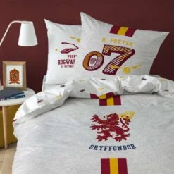 Harry Potter Dekbedovertrek Team Gryffindor - 140 X 200 Cm + 63 X 63 Cm - Katoen -Huishoudelijke Goederen Winkel 1000025584 0101