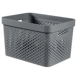 Curver Infinity Recycled Dots Opbergbox - 17L - 3 Stuks - Grijs -Huishoudelijke Goederen Winkel 1000031547 0103