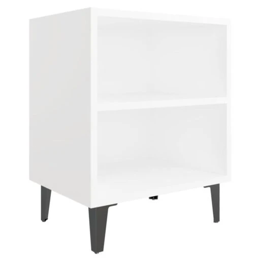 VidaXL Nachtkastje Met Metalen Poten 40x30x50 Cm Wit