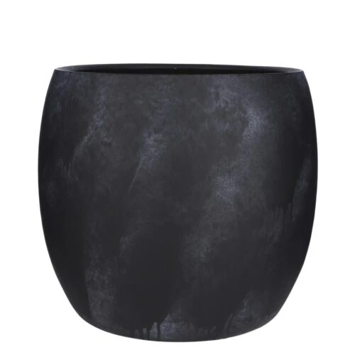 Mica Decorations Lester Bloempot - Ø38 Cm - Terracotta - Zwart Steen