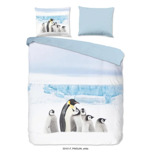 Good Morning Dekbedovertrek "Pinguin" - Wit - (140x220 Cm)
