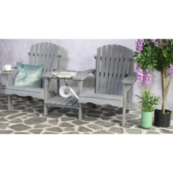 SenS-Line Adirondack Dubbele Tuinstoel - Hout - Grijs -Huishoudelijke Goederen Winkel 1000038286 0103