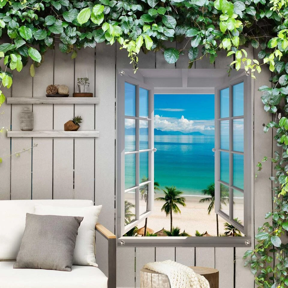 Tuinposter Uitzicht Over Zee 80x60 Cm Blauw 4 Tuinposter Uitzicht Over Zee 80x60 Cm Blauw - Afbeelding 2