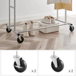 O’DADDY® Kledingrek Dubbel - 4 Wielen - Tot 110kg - Garderoberek - RVS -Huishoudelijke Goederen Winkel 1000042970 0102