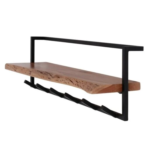 Giga Meubel Kapstok 6 Haken - Acaciahout & Metaal - 100x25x32cm
