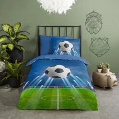 Good Morning Dekbedovertrek "Goal" - Blauw - (140x220 Cm) -Huishoudelijke Goederen Winkel 1000045549 0102
