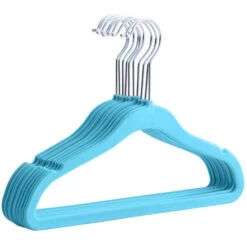 ACAZA 20 Stuks Kledinghangers Voor Kinderen Met Fluweel, Anti-slip, Blauw