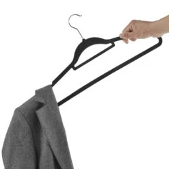 ACAZA Set Van 50 Anti-slip Kleerhangers, Fluweel, Zwart -Huishoudelijke Goederen Winkel 1000045934 0102