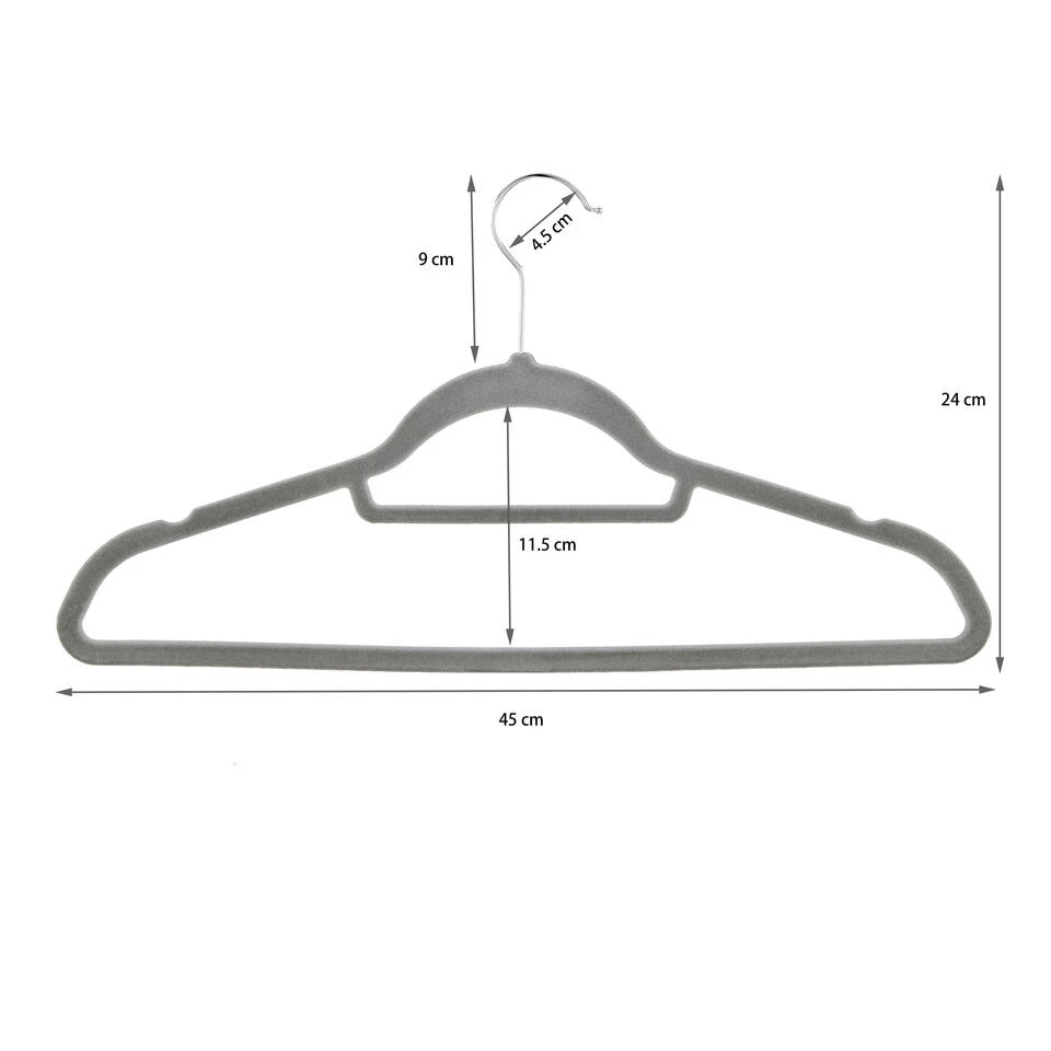 ACAZA Set Van 50 Anti-slip Kleerhangers, Fluweel, Kapstokken Met Broeklat, Grijs 6 ACAZA Set Van 50 Anti-slip Kleerhangers, Fluweel, Kapstokken Met Broeklat, Grijs - Afbeelding 4