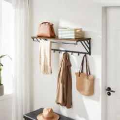 ACAZA Hangende Kapstok Met Plank, 7 Haken En Bar Voor Hangers, Industrieel -Huishoudelijke Goederen Winkel 1000046836 0102