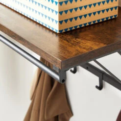 ACAZA Hangende Kapstok Met Plank, 7 Haken En Bar Voor Hangers, Industrieel -Huishoudelijke Goederen Winkel 1000046836 0103