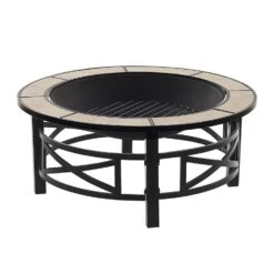 Beliani Vuurkorf Voor Hout HIERRO - Beige Staal 9 Beliani Vuurkorf Voor Hout HIERRO - Beige Staal -Huishoudelijke Goederen Winkel 1000048095 0103