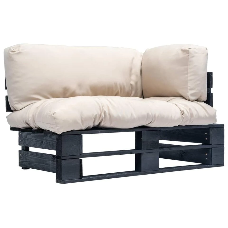 VidaXL Tuinbank Met Zandkleurige Kussens Pallet Grenenhout 3 VidaXL Tuinbank Met Zandkleurige Kussens Pallet Grenenhout