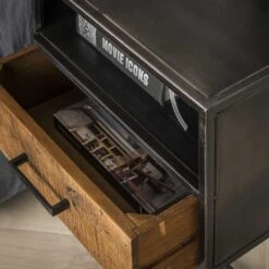 Hoyz - Nachtkastje Blend - 1 Lade - Zwart - Bruin -Huishoudelijke Goederen Winkel 1000048447 0103