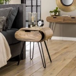 Hoyz - Nachtkastje Barrel Met 1 Lade - Bruin - 50x35x60 -Huishoudelijke Goederen Winkel 1000048448 0102