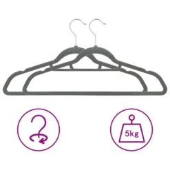 VidaXL 50-delige Kledinghangerset Anti-slip Fluweel Grijs -Huishoudelijke Goederen Winkel 1000052227 0101