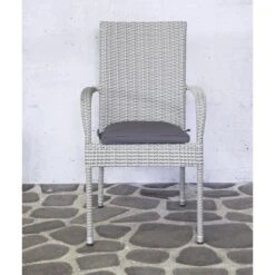 SenS-Line - Rhodos Stapelstoel Grey + Cushion - Grijs -Huishoudelijke Goederen Winkel 1000052331 0101
