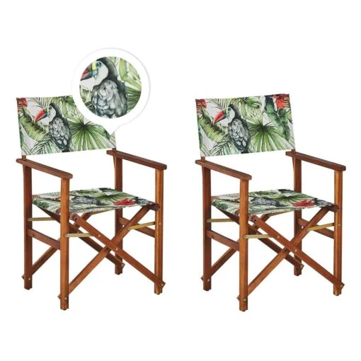 Beliani Tuinstoel CINE - Groen Acaciahout, Polyester