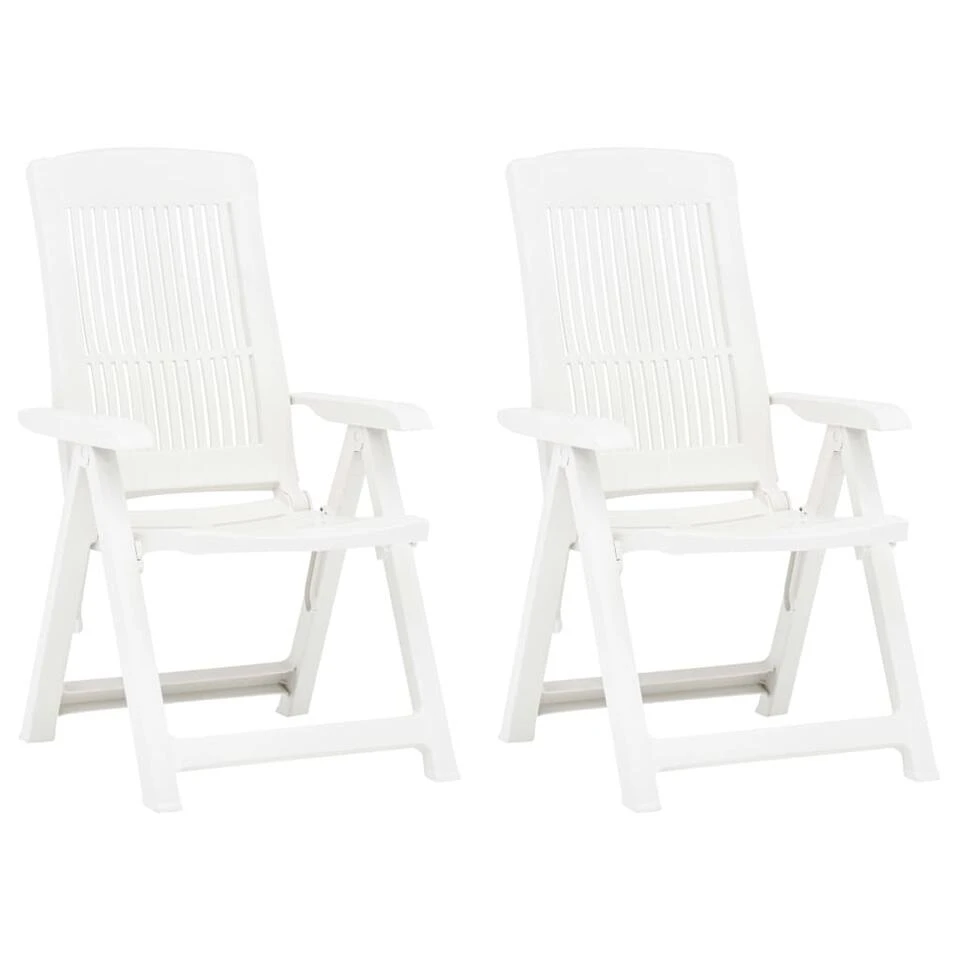 VidaXL Tuinstoelen 2 St Verstelbaar Kunststof Wit 3 VidaXL Tuinstoelen 2 St Verstelbaar Kunststof Wit