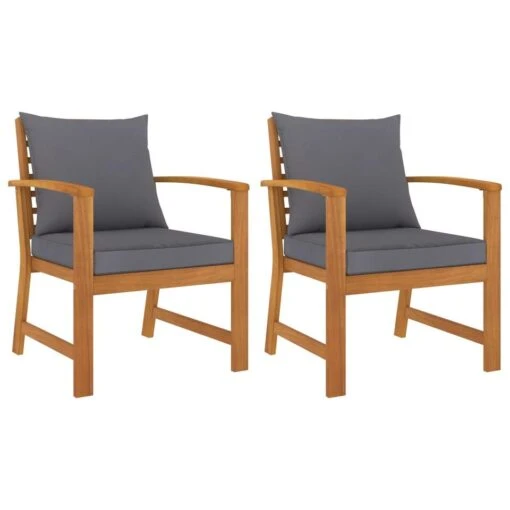 VidaXL Tuinstoelen 2 St Met Donkergrijs Kussen Massief Acaciahout