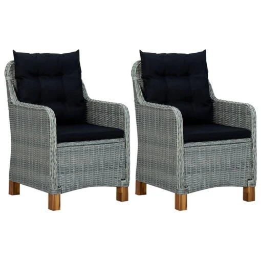 VidaXL Tuinstoelen 2 St Met Kussens Poly Rattan Lichtgrijs