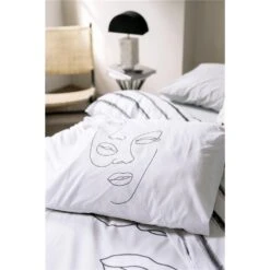 Dindi Home - Dekbedovertrek Tender Tattoo - 240x220 Cm - Wit -Huishoudelijke Goederen Winkel 1000057331 0101