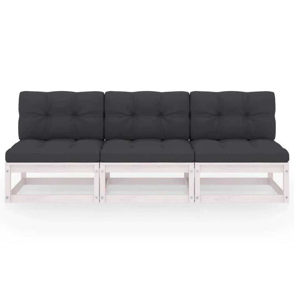 VidaXL Tuinbank 3-zits Met Kussens Massief Grenenhout 4 VidaXL Tuinbank 3-zits Met Kussens Massief Grenenhout - Afbeelding 2