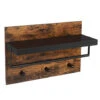 Furnihaus Wandkapstok Bruin Met Zwarte Hoedenplank, 3 Hangers En Garderobestang, -Huishoudelijke Goederen Winkel 1000065474