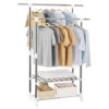 ACAZA Mobiel Kledingrek - Dubbelvoudig - 2 Rails - Zilvergrijs