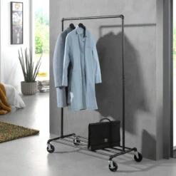 ACAZA Mobiel Kledingrek - 1 Rail - Zwart -Huishoudelijke Goederen Winkel 1000066959 0103