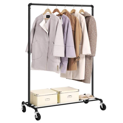 ACAZA Mobiel Kledingrek - 1 Rail - Zwart