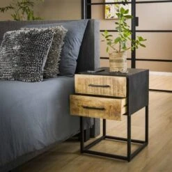 Industrieel Nachtkastje Lexy Mangohout - 40x40x60 Cm - Mangohout - Bruin 6 Industrieel Nachtkastje Lexy Mangohout - 40x40x60 Cm - Mangohout - Bruin -Huishoudelijke Goederen Winkel 1000067684 0101