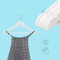 ACAZA Kinder Kledinghangers In Hout - Set Van 20 - 360° Draaibare Haak - Wit -Huishoudelijke Goederen Winkel 1000068936 0103