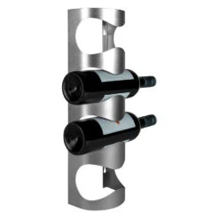 QUVIO Wand Wijnrek Voor 4 Flessen, Aluminium - Zilver -Huishoudelijke Goederen Winkel 1000071747 0102